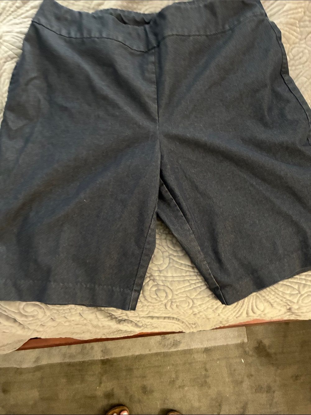 Chico's So Slimming Charcoal/Dark Blue Bermuda Shorts (no pockets)